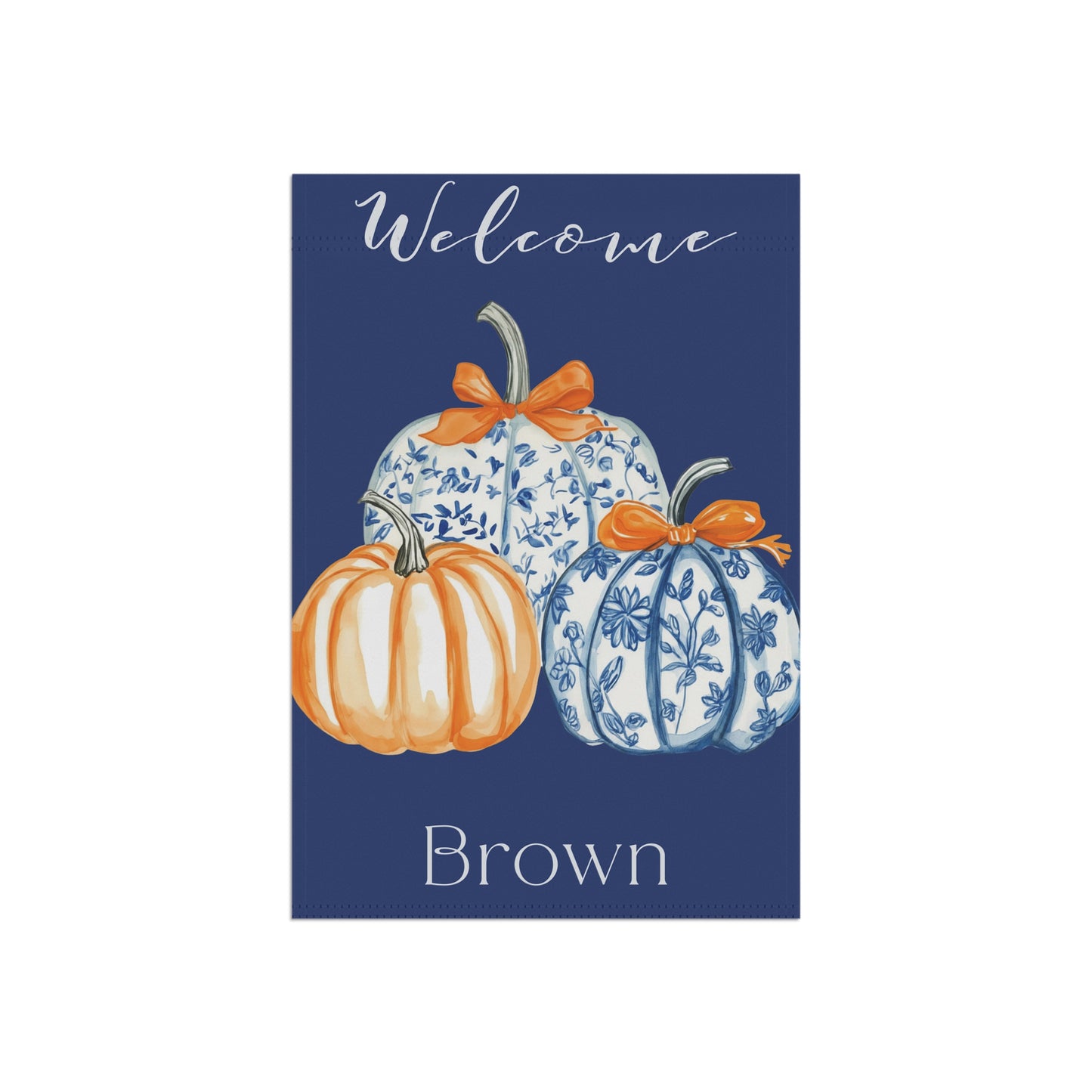 Blue Floral Pumpkins Garden Flag | Welcome House Banner