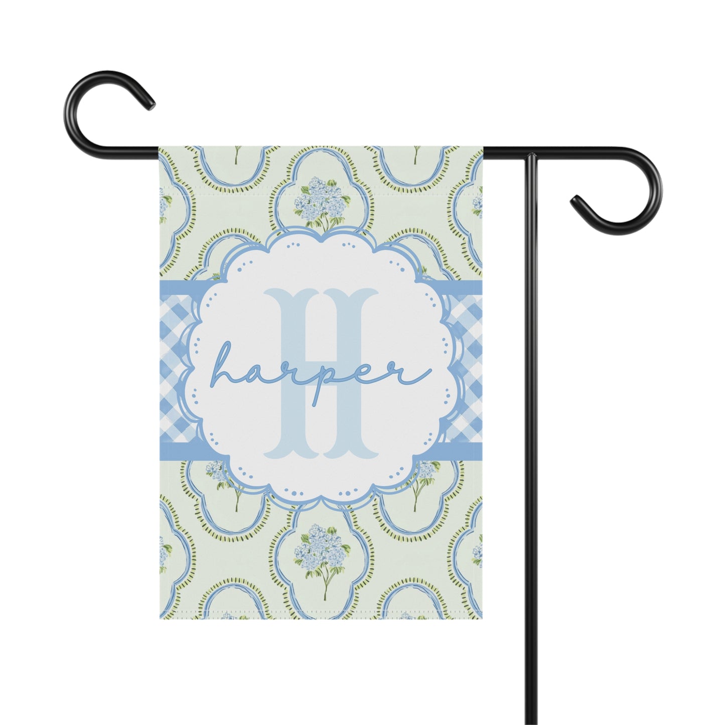 Hydrangea Monogram Garden Flag