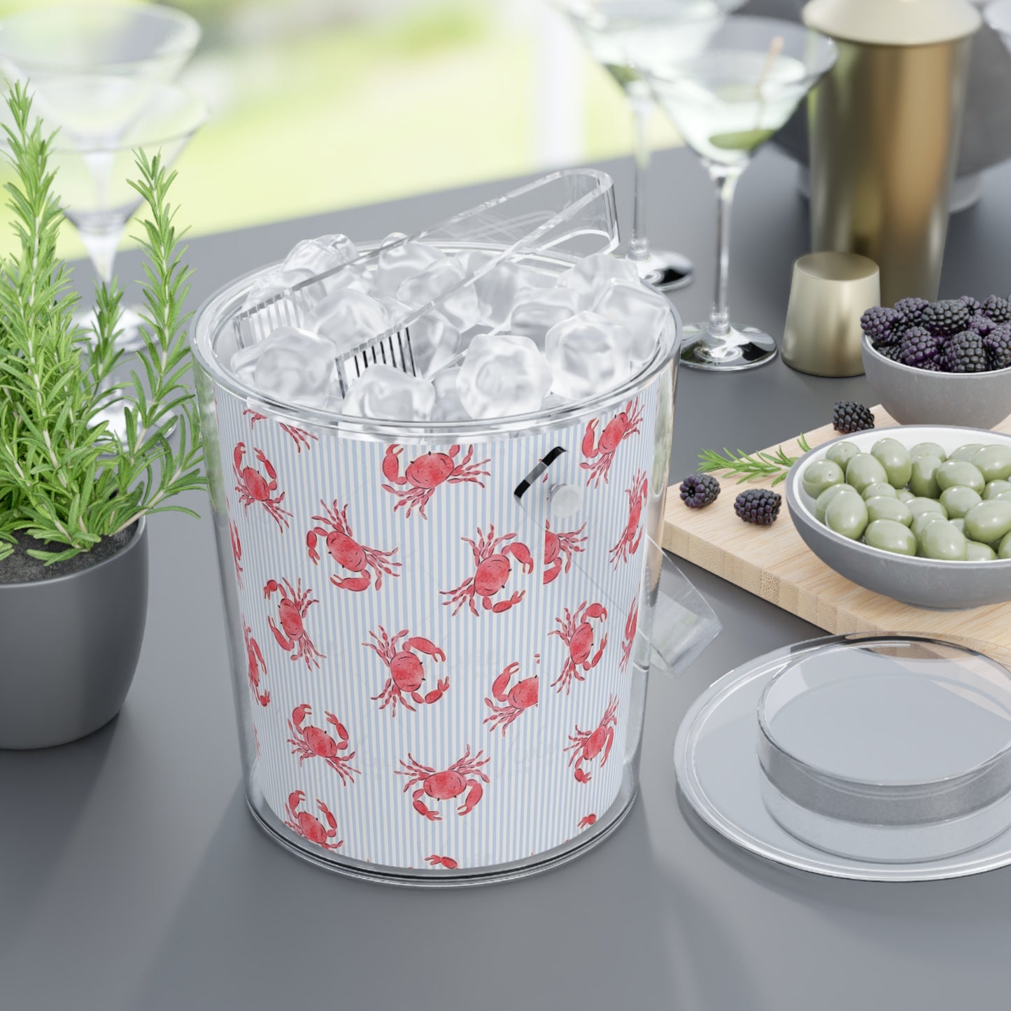 Preppy Coastal Crab Ice Bucket