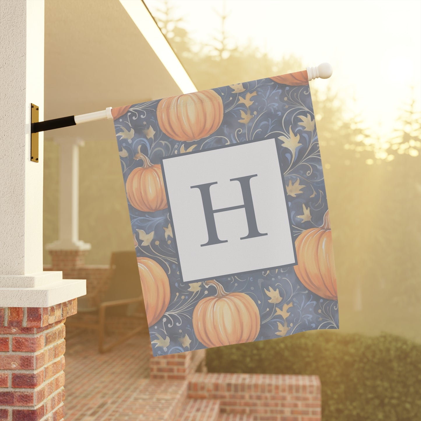 Modern Pumpkin Garden Flag Personalized Monogram Yard Décor for Fall  Thanksgiving