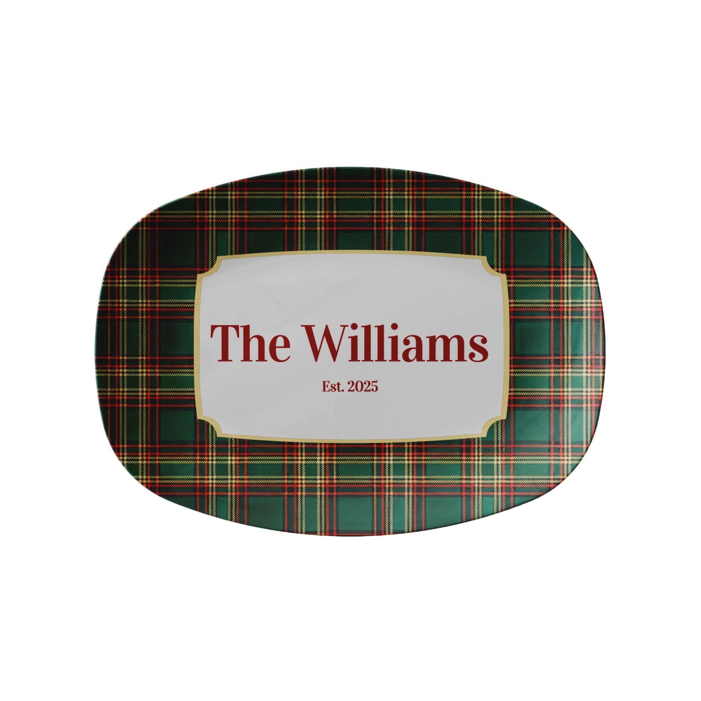 Personalized Christmas Tartan Platter