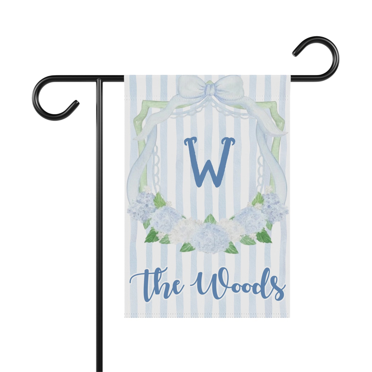 Personalized Hydrangea Crest Monogram Garden Flag