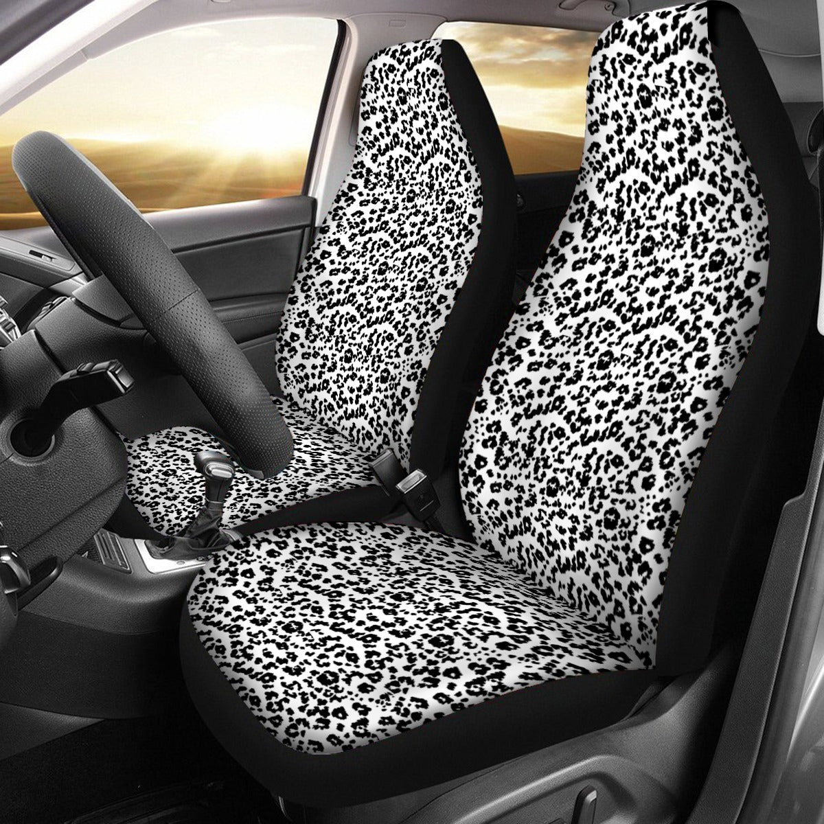 Black Leopard Print Universal Car Seat Cover With Thickened Back