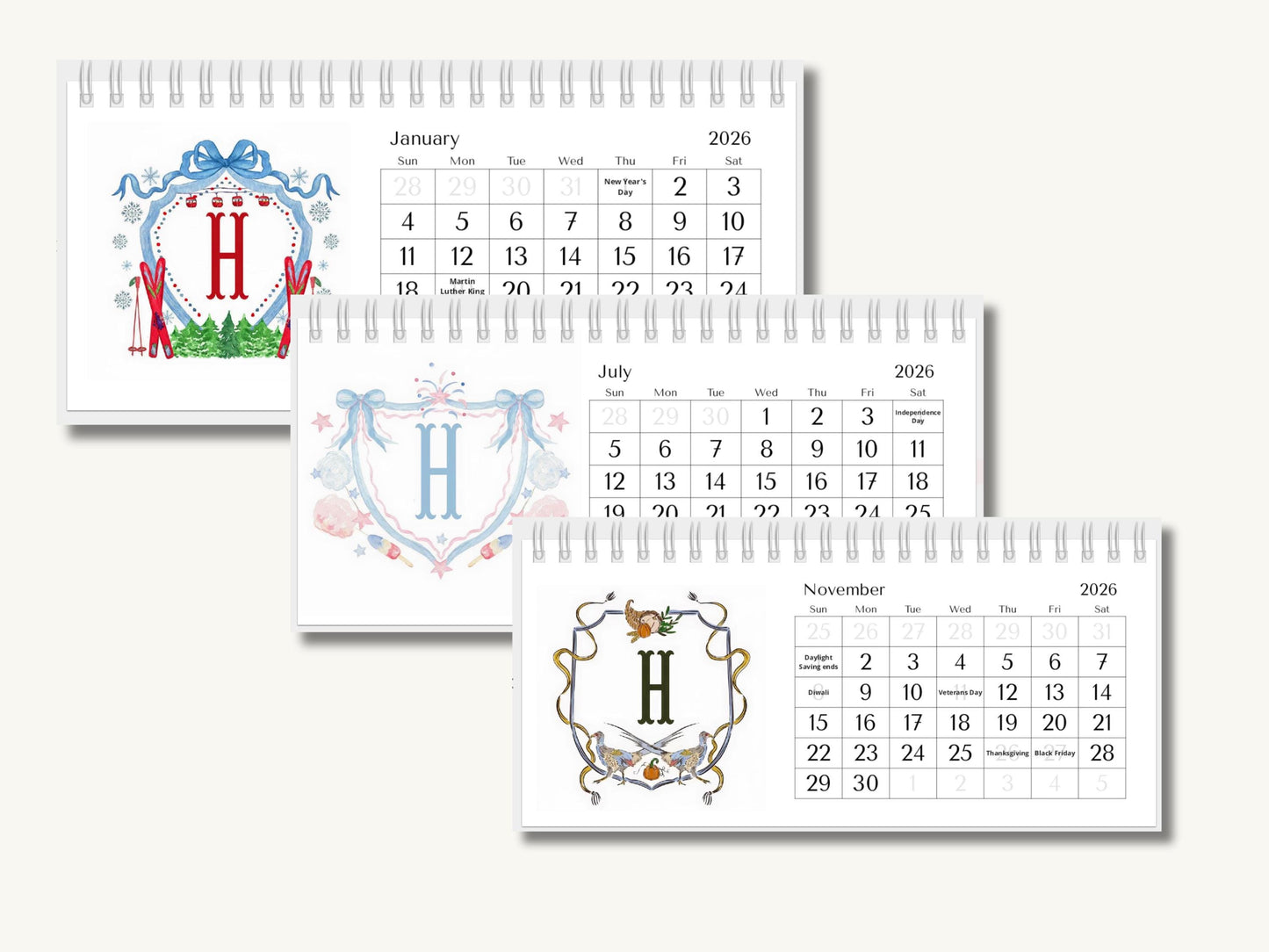 2026 Monogram Desk Calendar