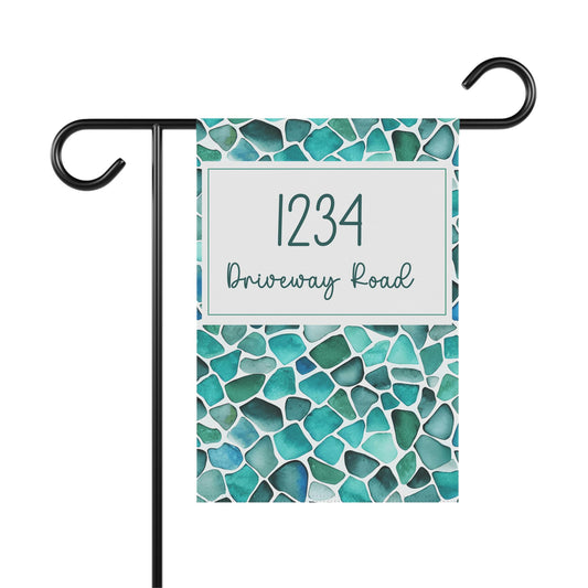 Sea Glass Coastal House Number Flag