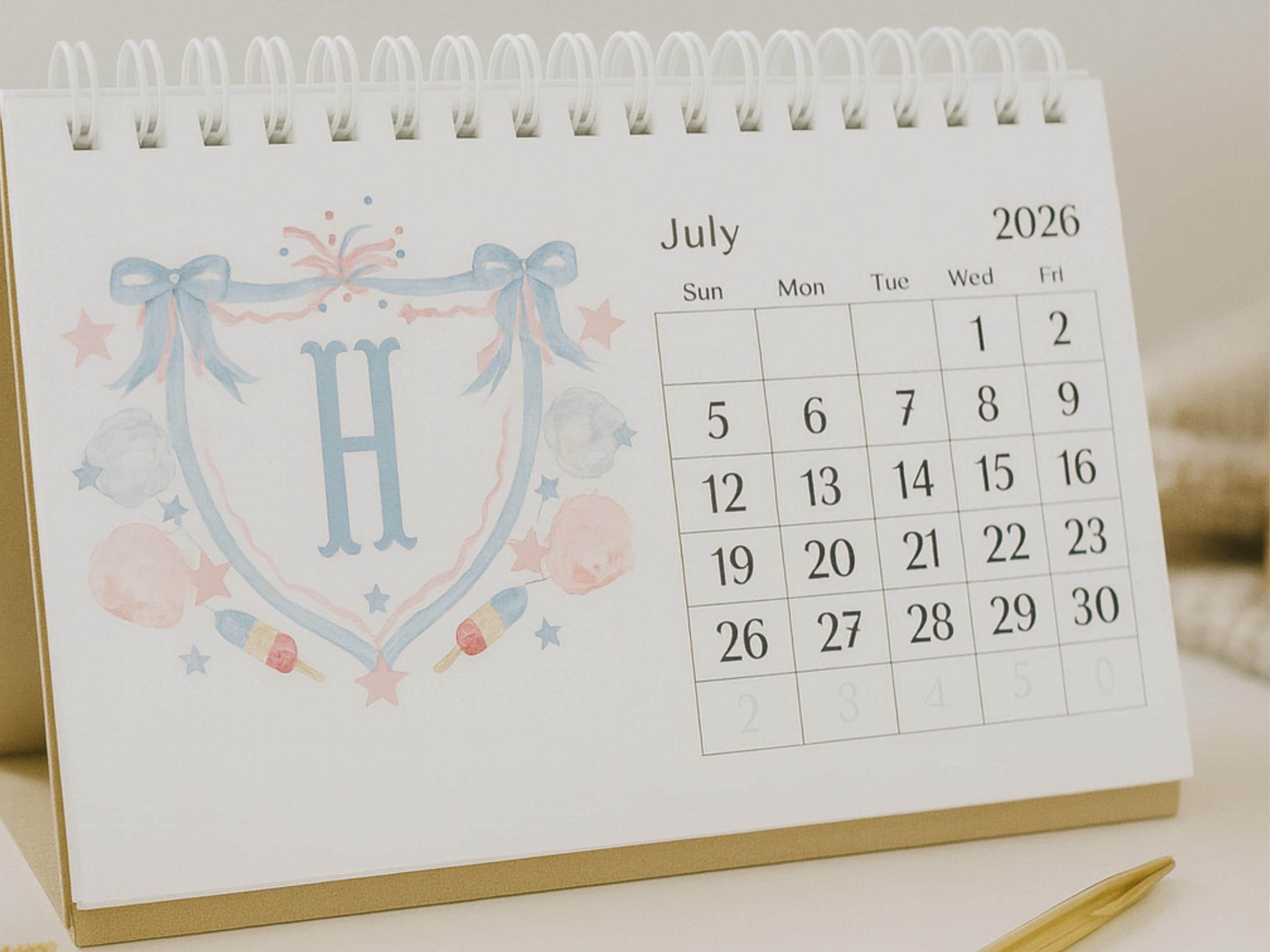 2026 Monogram Desk Calendar