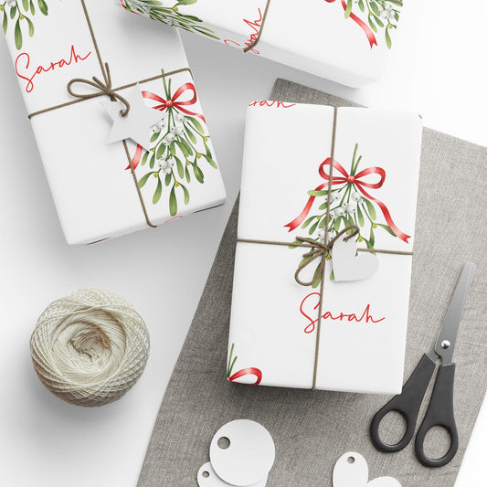 Personalized Mistletoe Wrapping Paper
