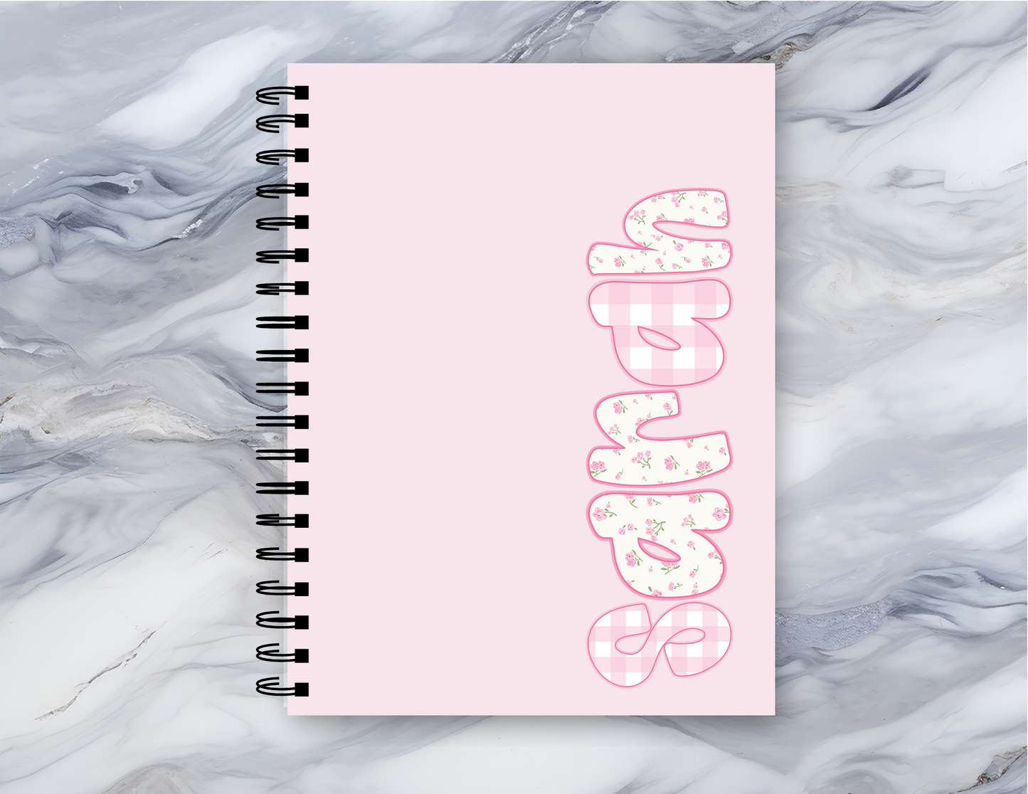Personalized Pink Grandmillennial Preppy Notebook