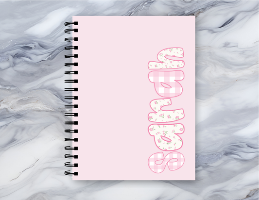 Personalized Pink Grandmillennial Preppy Notebook