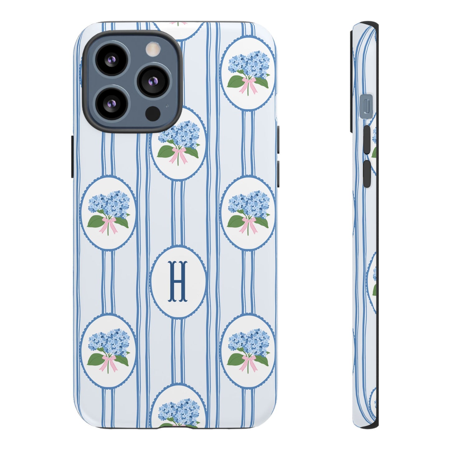 Blue Hydrangea Personalized Preppy Phone Case