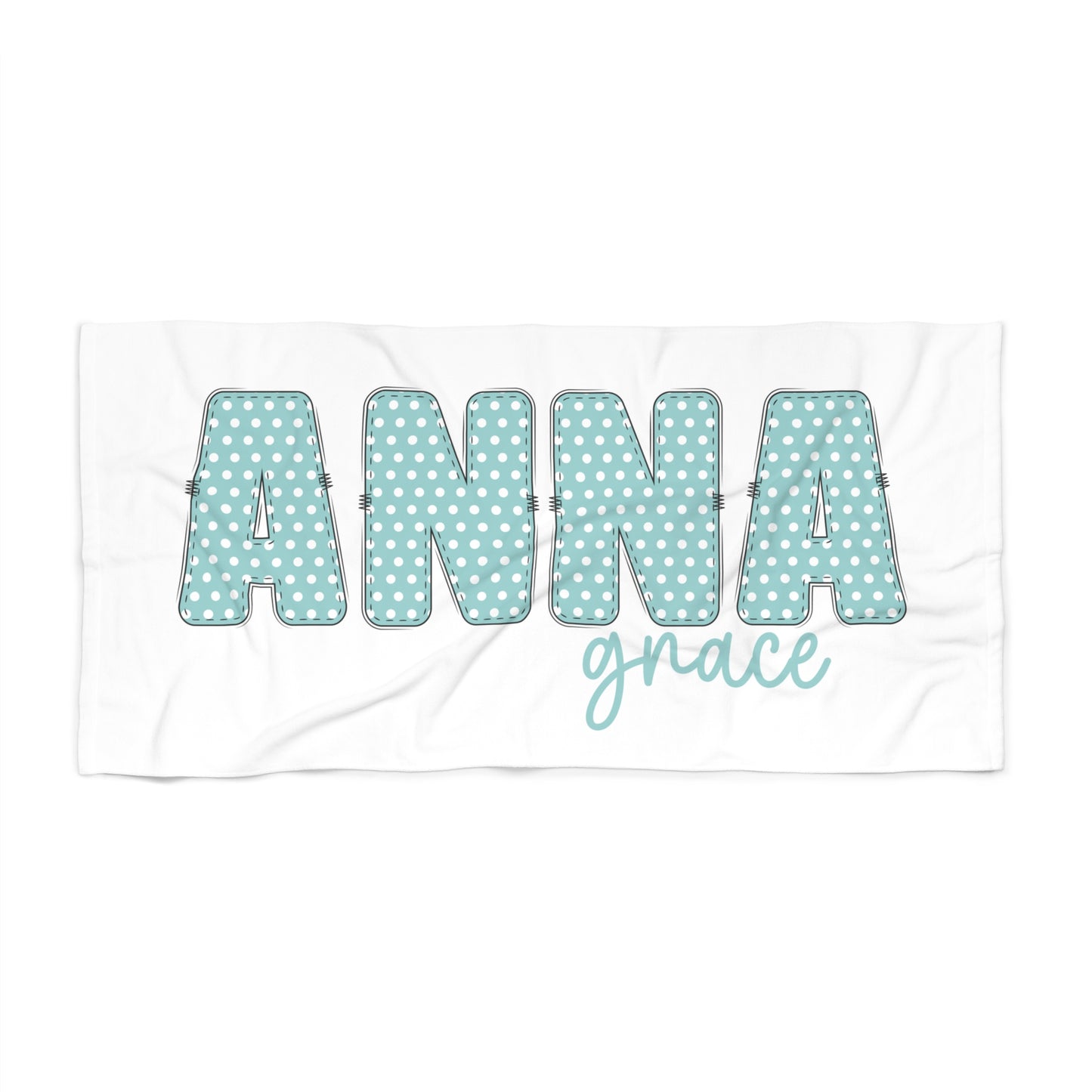 Personalized Mint Polka Dot Beach Towel
