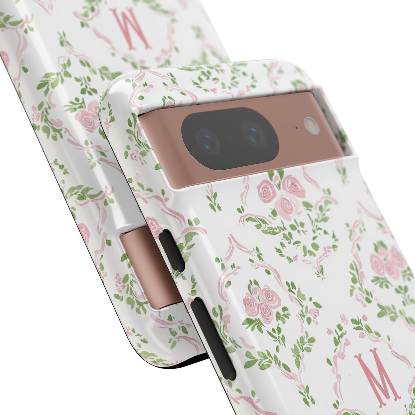 Pink Rose Grandmillennial Floral Monogram Phone Case