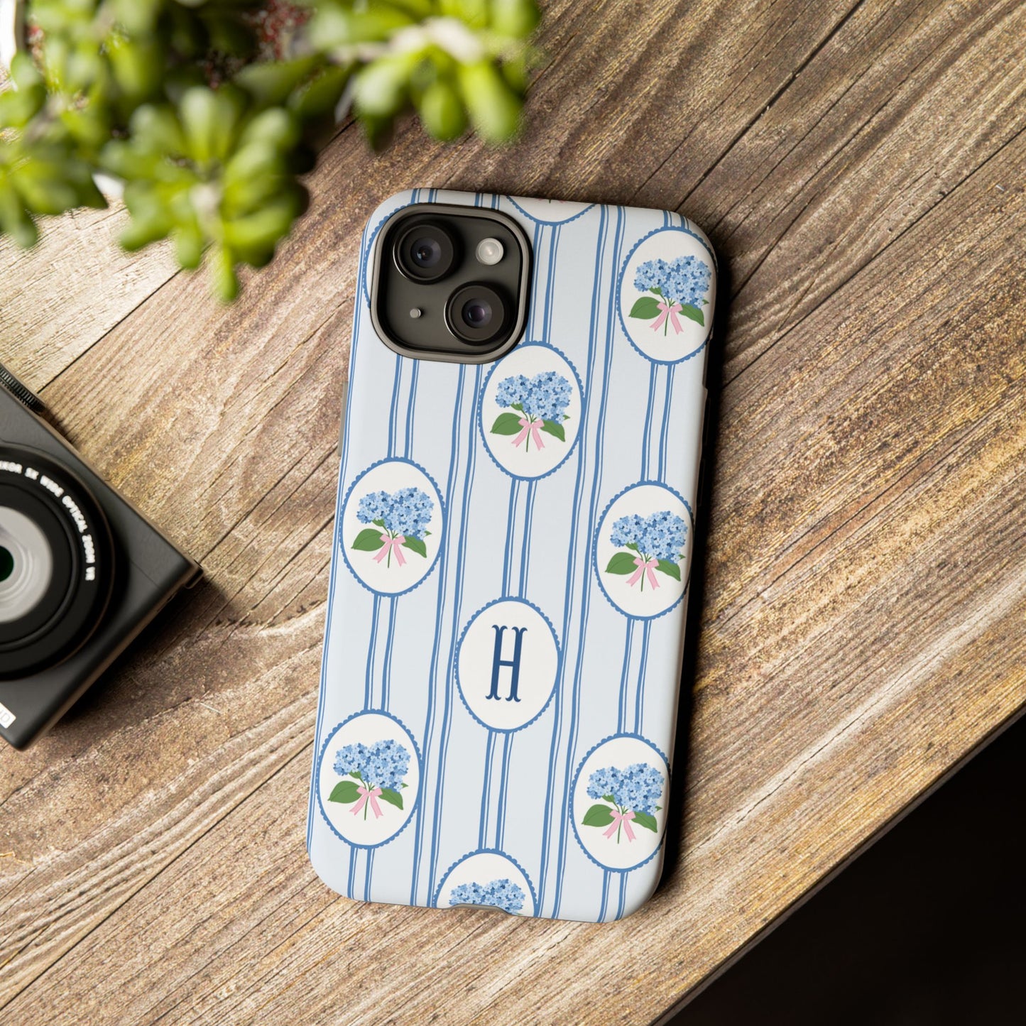 Blue Hydrangea Personalized Preppy Phone Case
