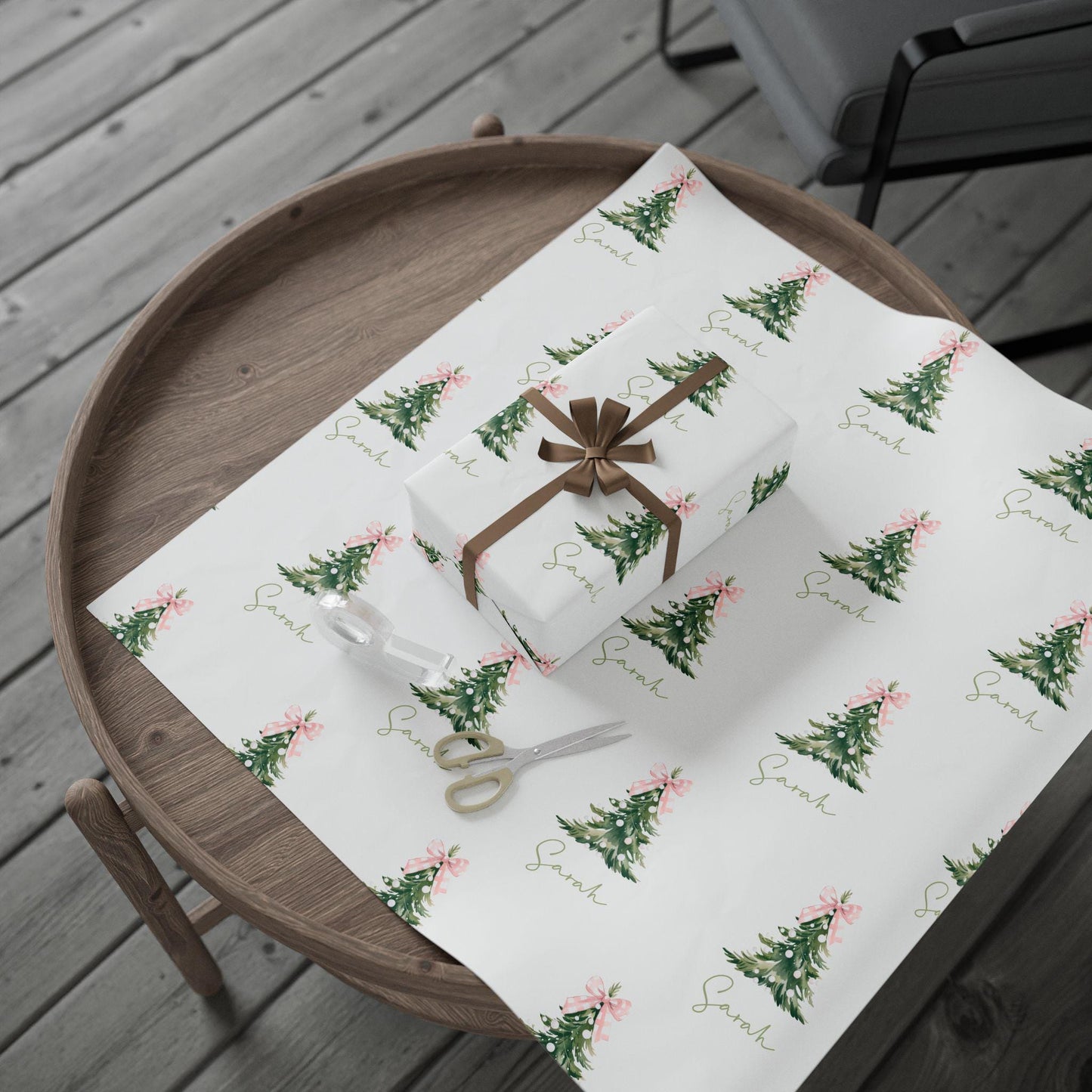 Personalized Gingham Christmas Wrapping Paper