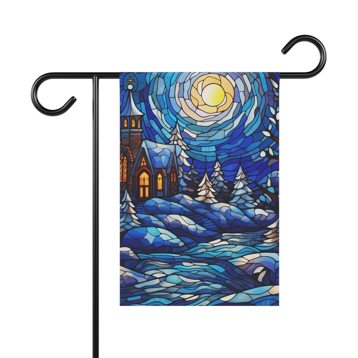 Winter Stained Glass Garden Flag