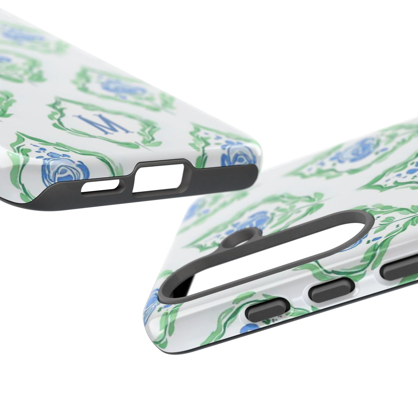 Blue Rose Grandmillennial Monogram Phone Case Personalized