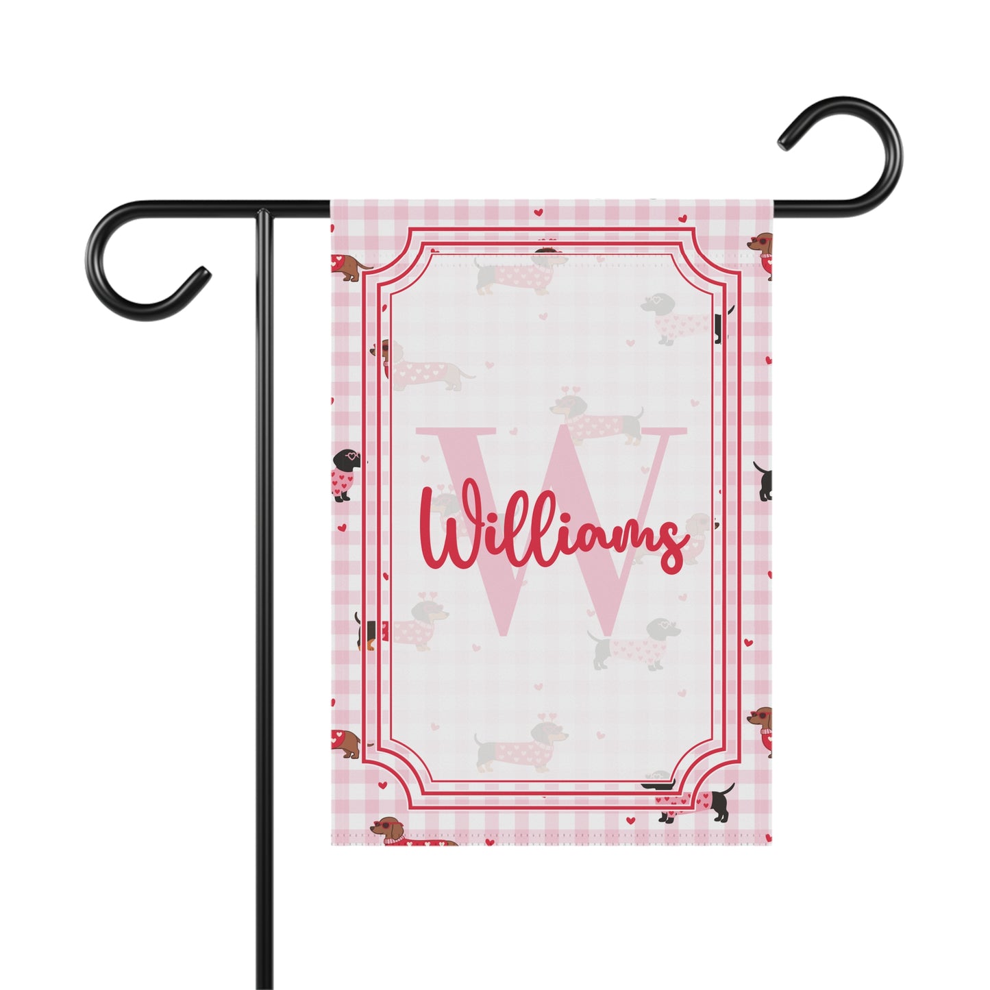 Personalized Pink Dachshund Valentines Day Garden Flag