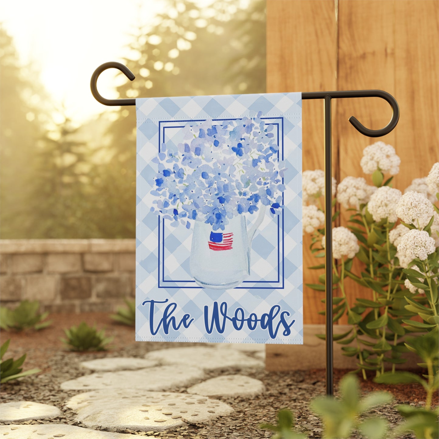 Patriotic Hydrangea Garden Flag Personalized