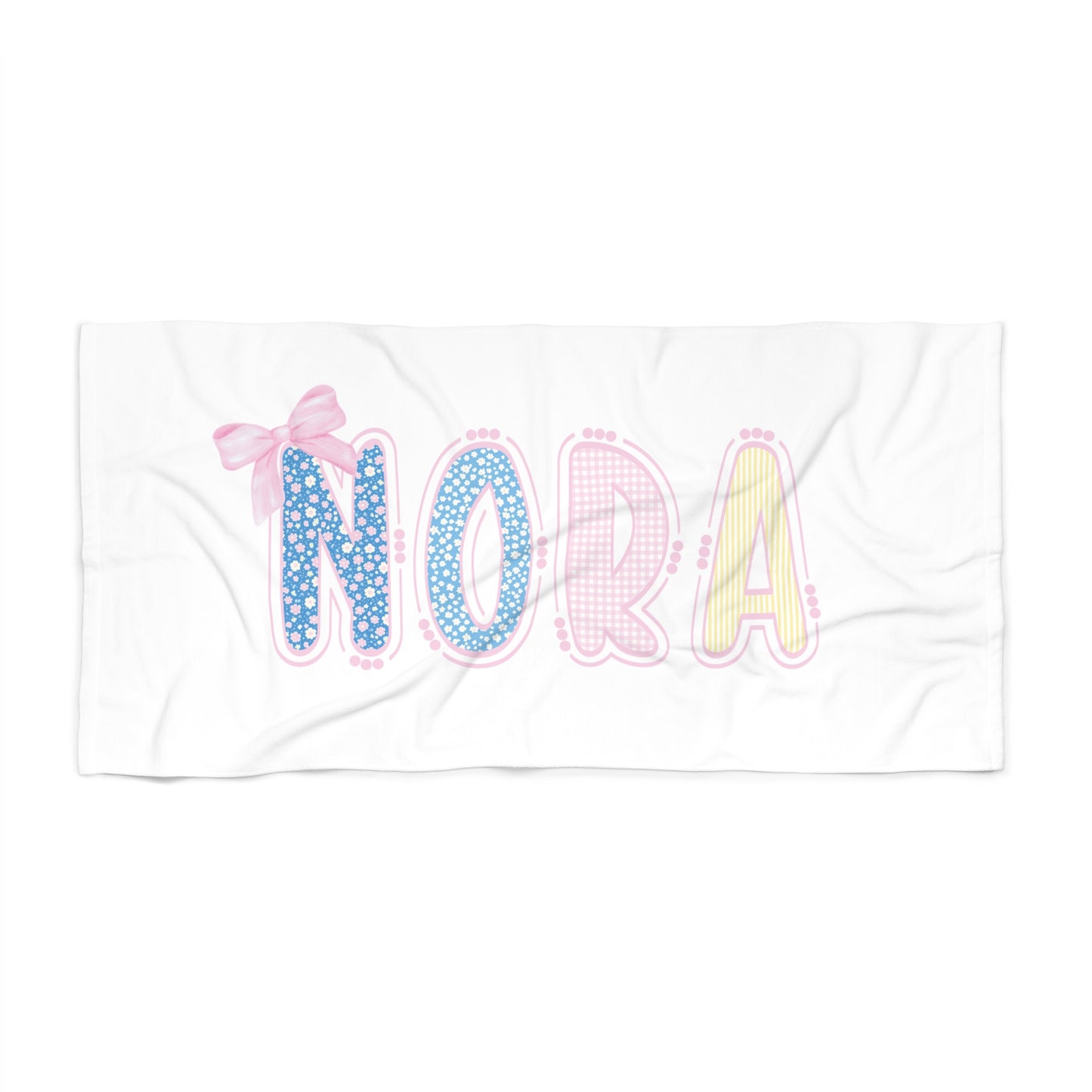 Personalized Preppy Coquette Beach Towel
