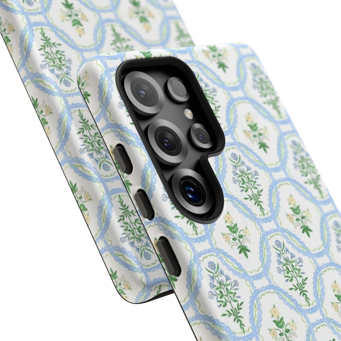Blue Floral Motif Monogram Phone Case Personalized