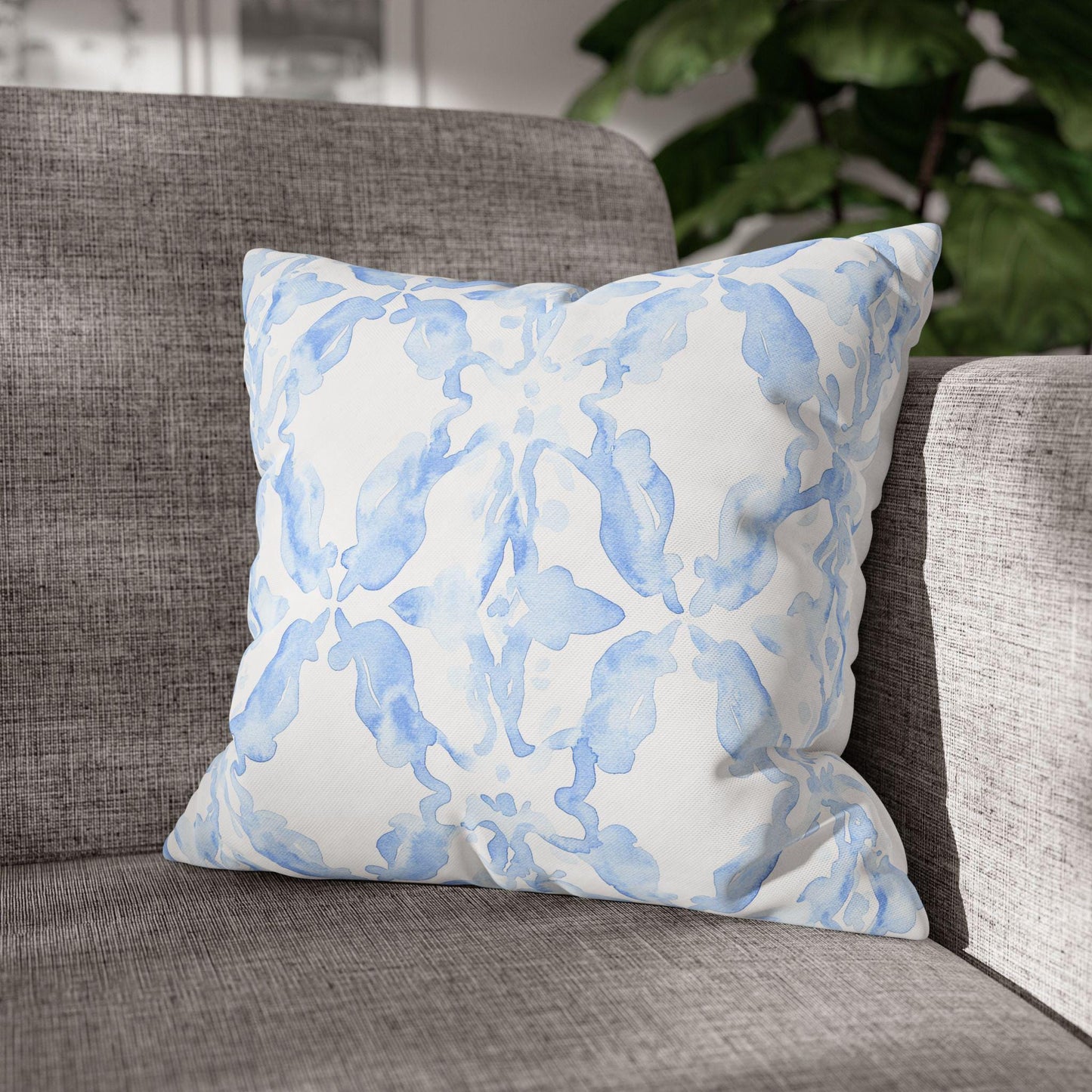 Blue Watercolor Pillow Cover