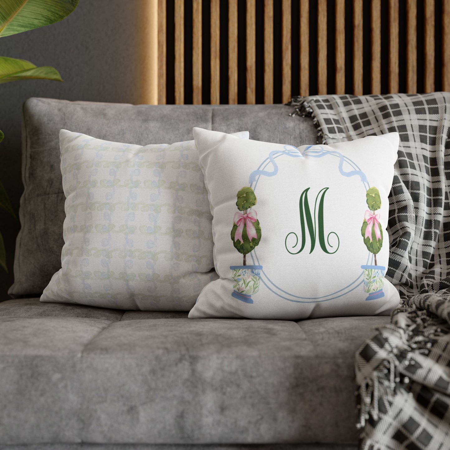 Green Script M Monogram Pillowcase