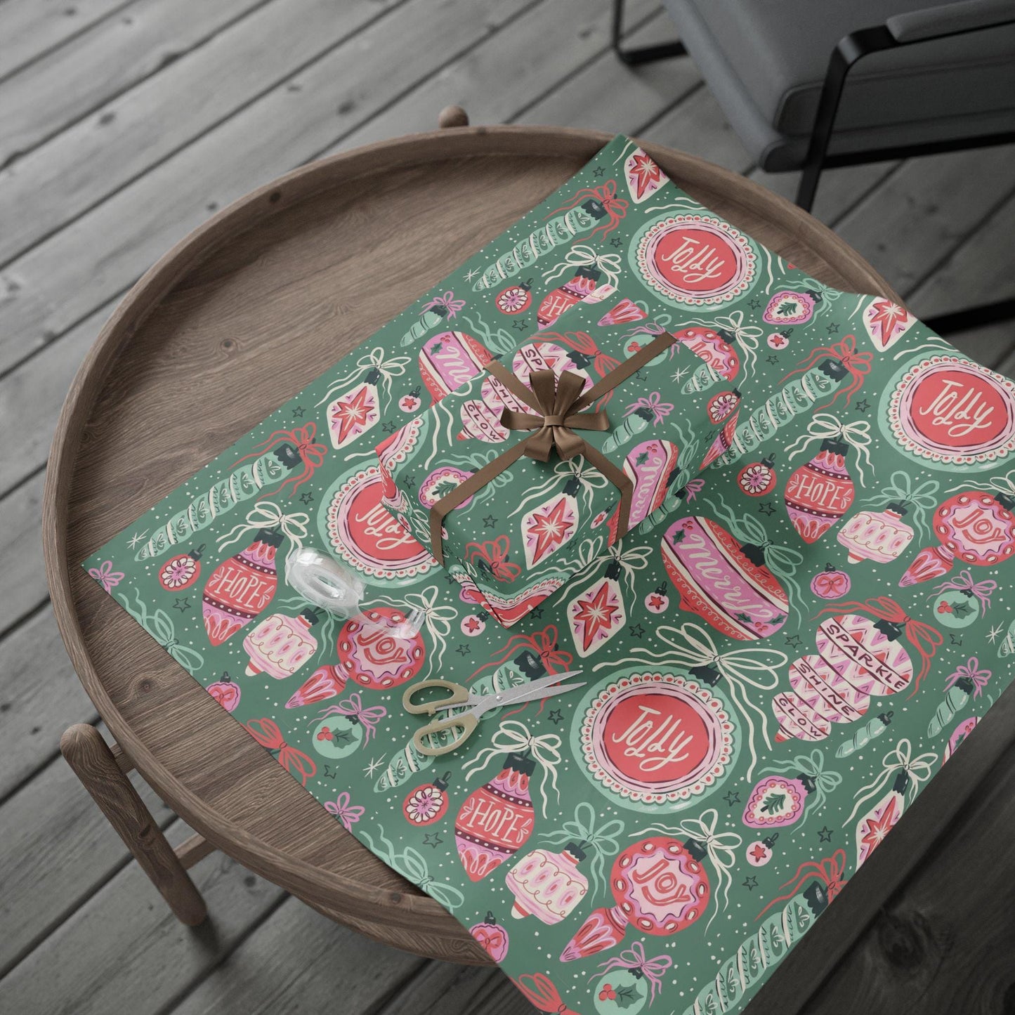 Retro Christmas Ornament Wrapping Paper