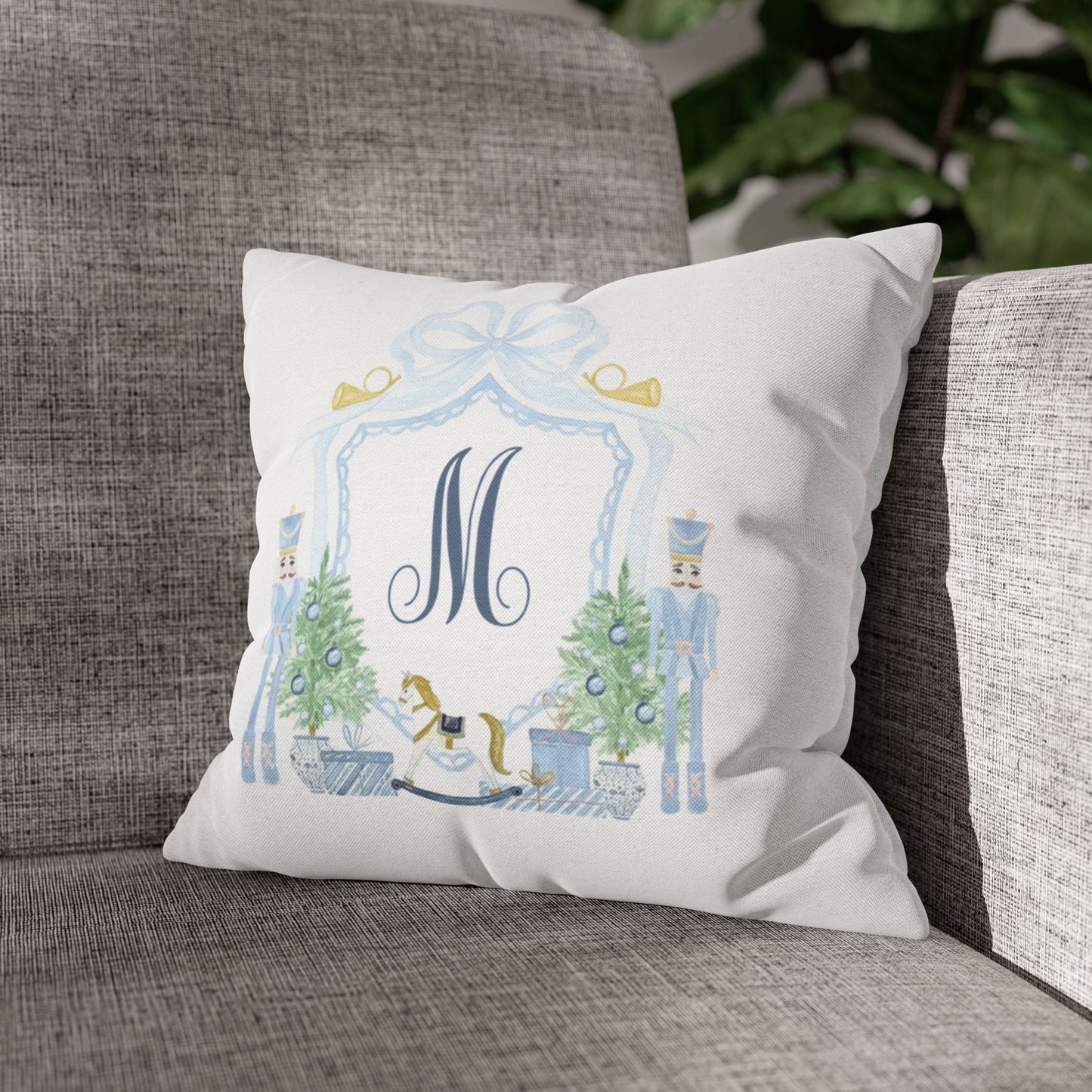 Monogram M Nutcracker Pillowcase | Square Accent Pillowcase