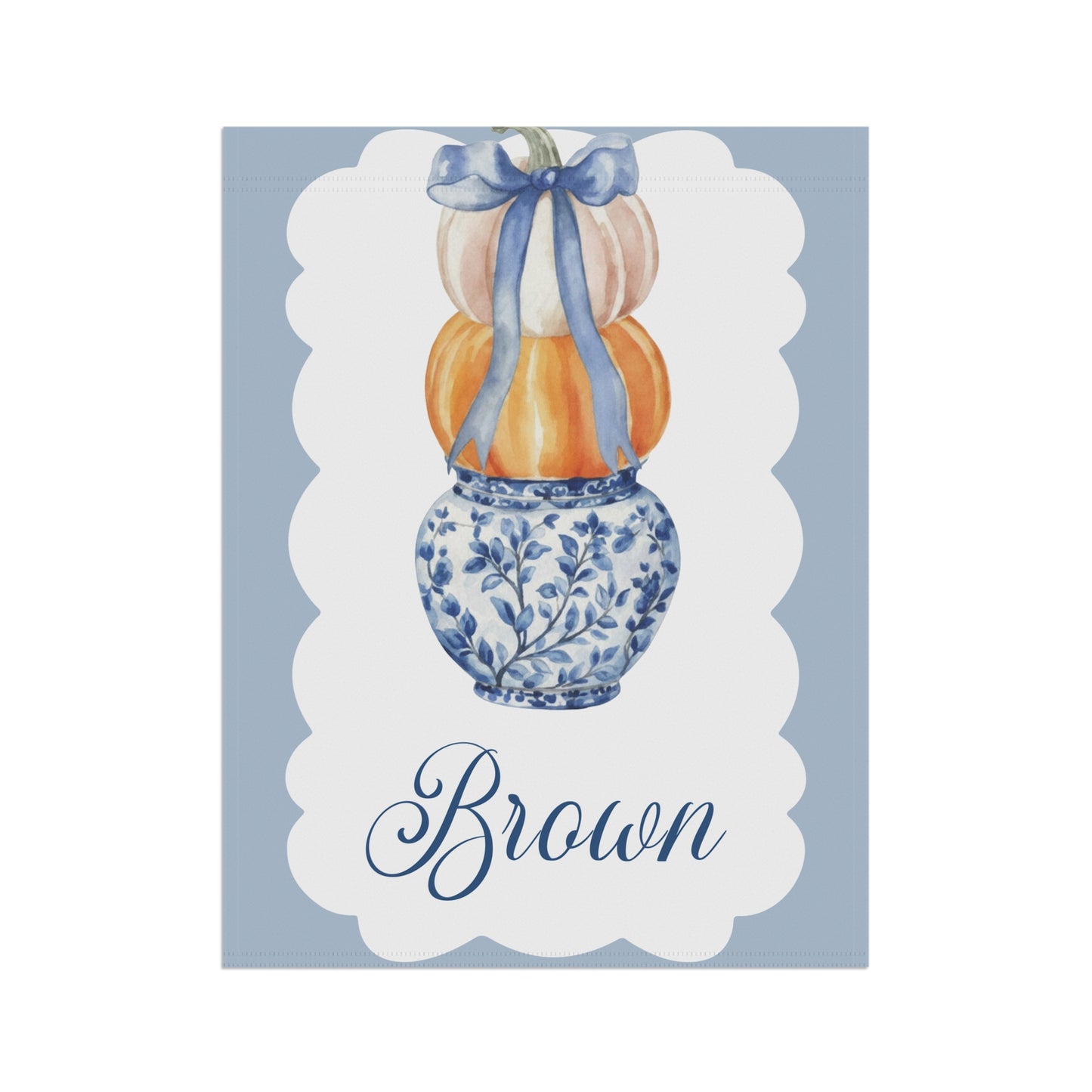 Blue Chinoiserie Pumpkin Stack Garden Flag | Garden Banner