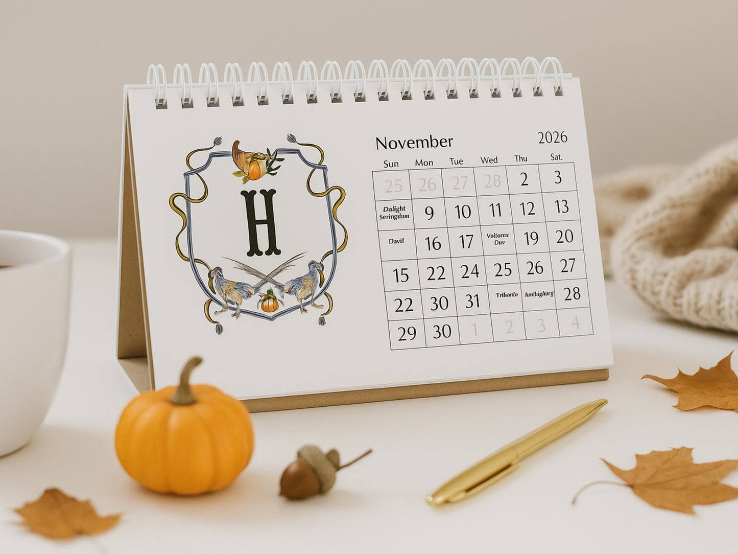 2026 Monogram Desk Calendar