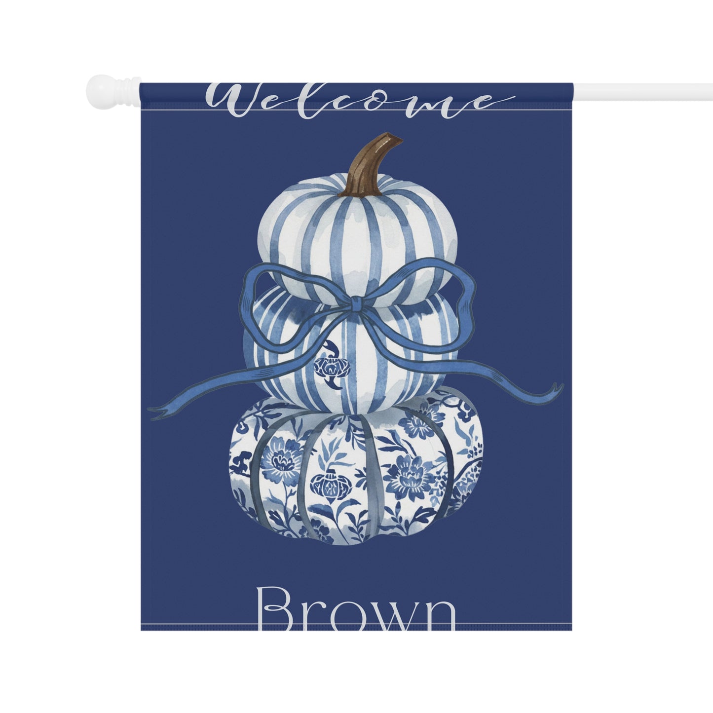 Blue Floral Pumpkin Welcome garden flag | House Banner