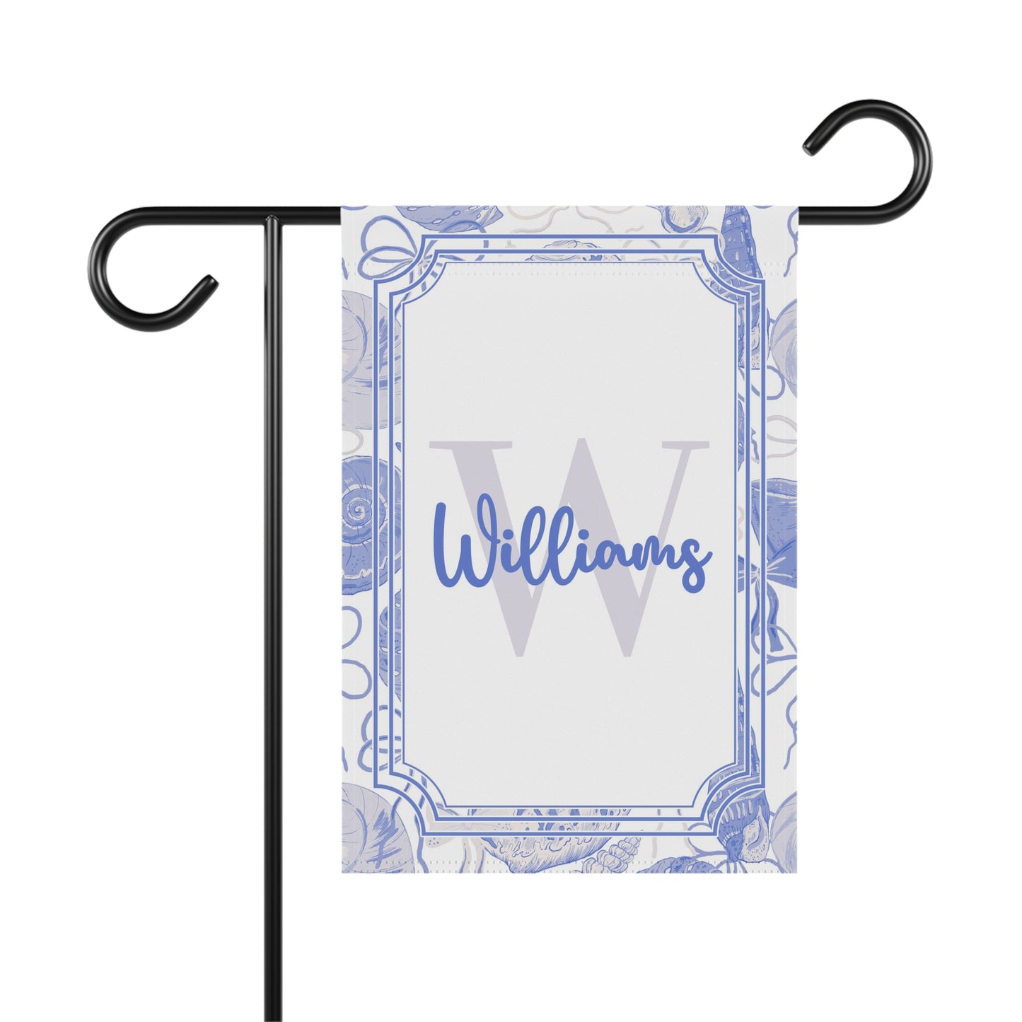 Personalized Blue Seashell Garden Flag