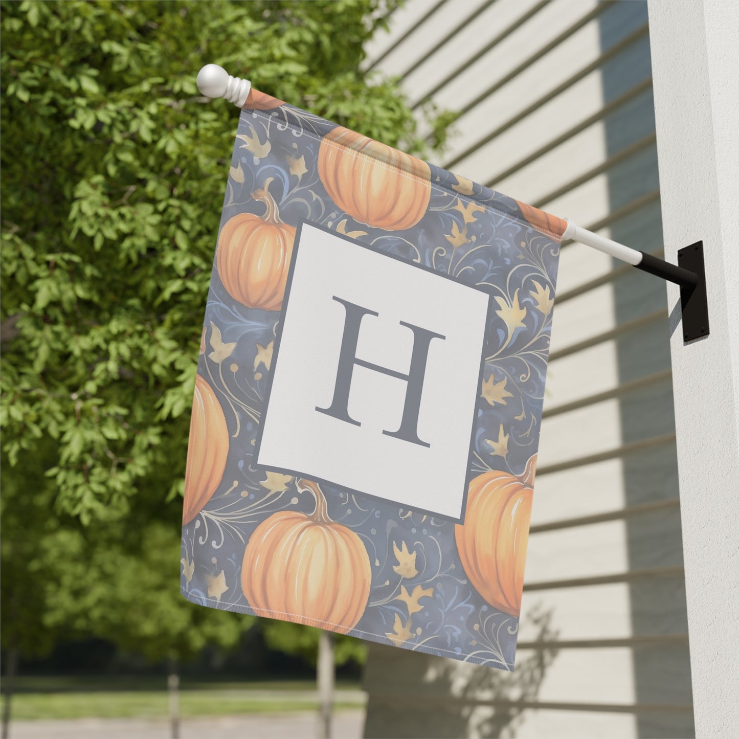 Modern Pumpkin Garden Flag Personalized Monogram Yard Décor for Fall  Thanksgiving