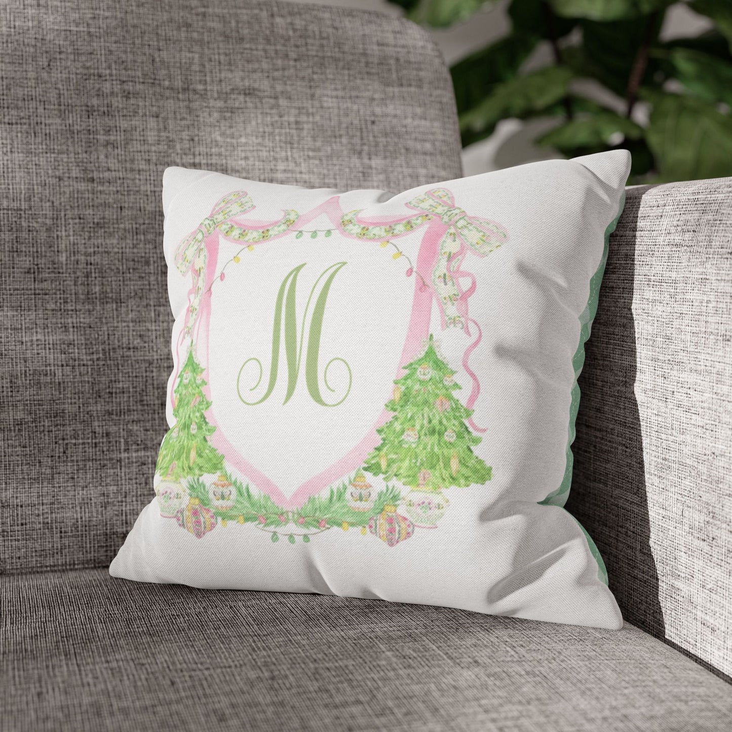 Floral Monogram M Pillowcase, Pillow Cover