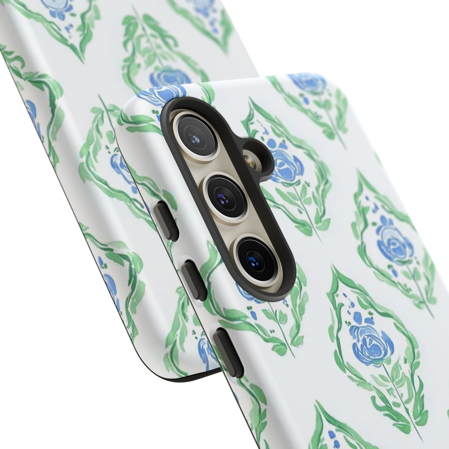 Blue Rose Grandmillennial Monogram Phone Case Personalized