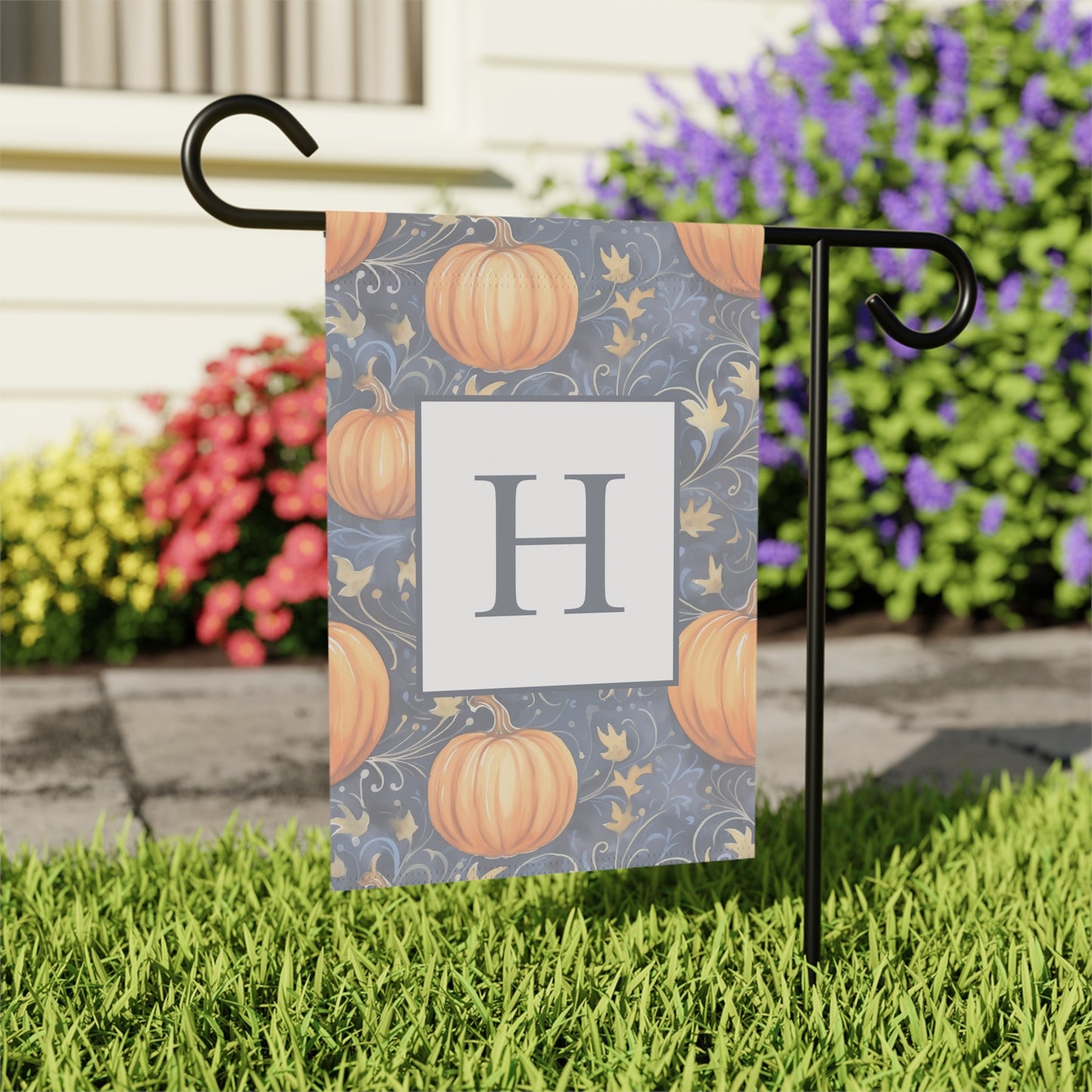 Modern Pumpkin Garden Flag Personalized Monogram Yard Décor for Fall  Thanksgiving