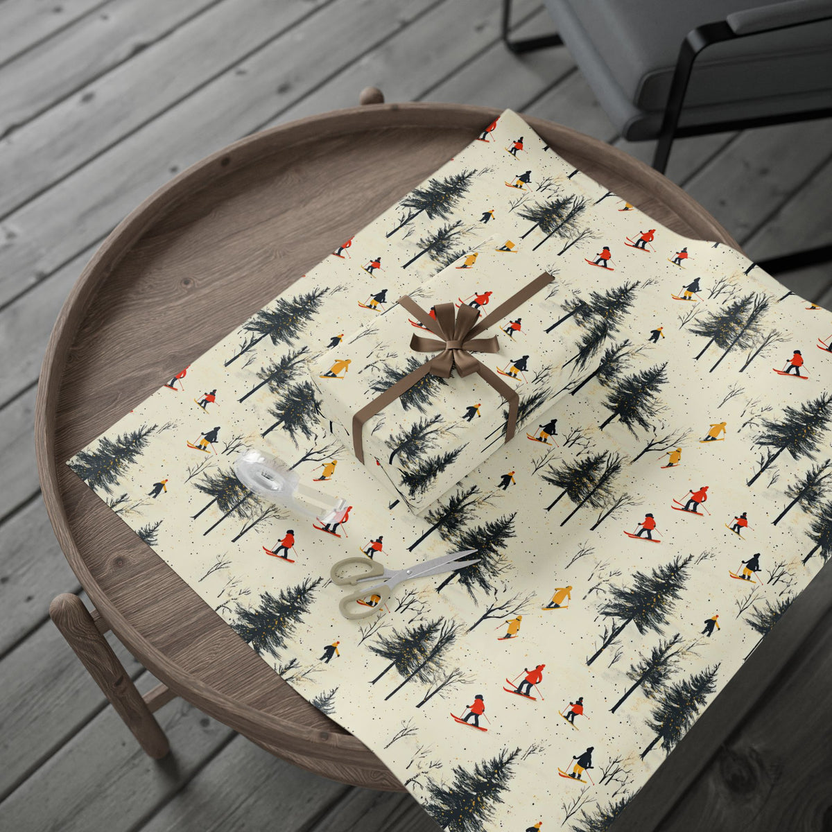 Skiing Wrapping Paper Winter Sports Gift Wrap Ski Lodge Aesthetic Wrapping Paper Christmas Gift Wrap Unique Holiday Wrapping for Ski Lovers