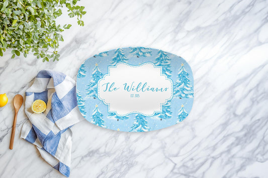 Winter Tree Snowy Personalized Platter