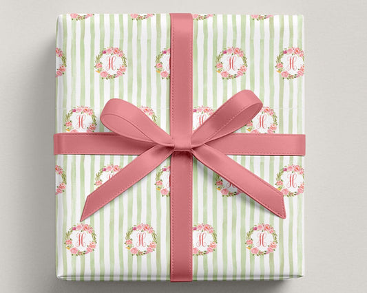 Floral Wreath Monogram Gift Wrap
