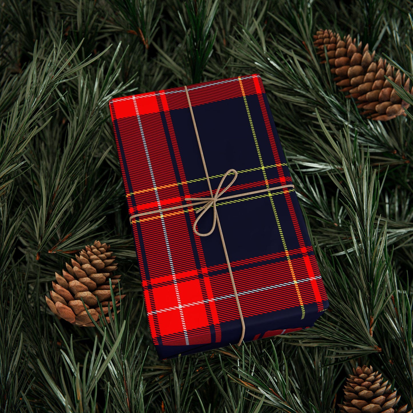 Classic Navy & Red Tartan Gift Wrap