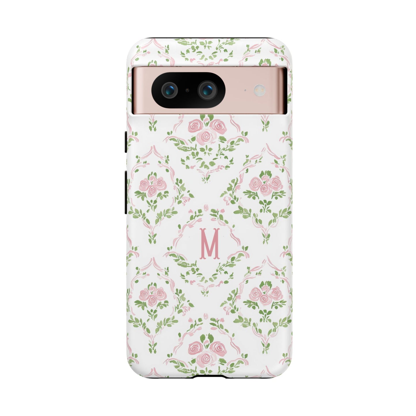 Pink Rose Grandmillennial Floral Monogram Phone Case