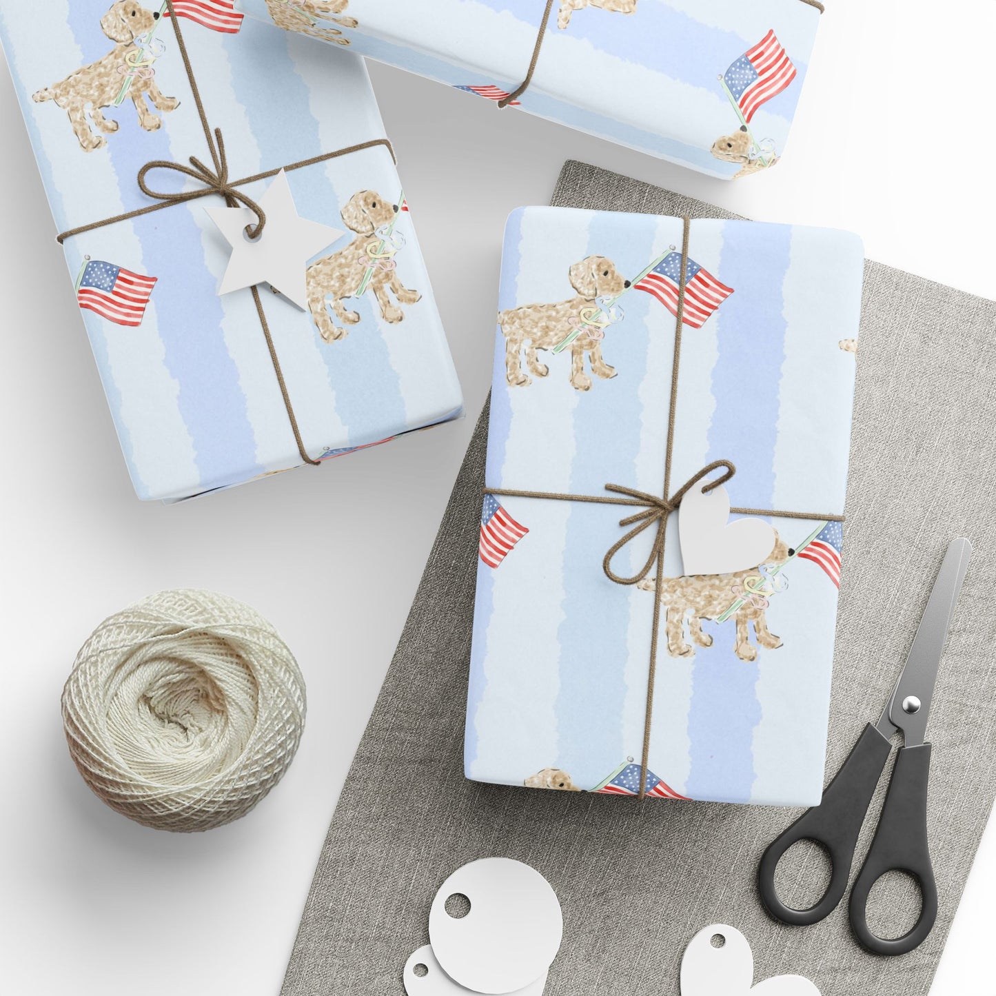 Patriotic Dog Gift Wrap 4th of July