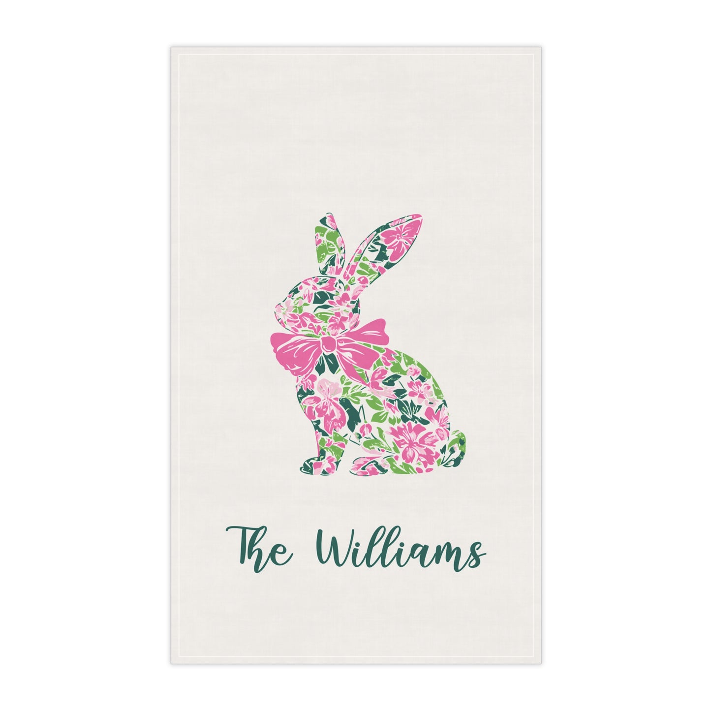 Personalized Preppy Bunny Easter Tea Towel