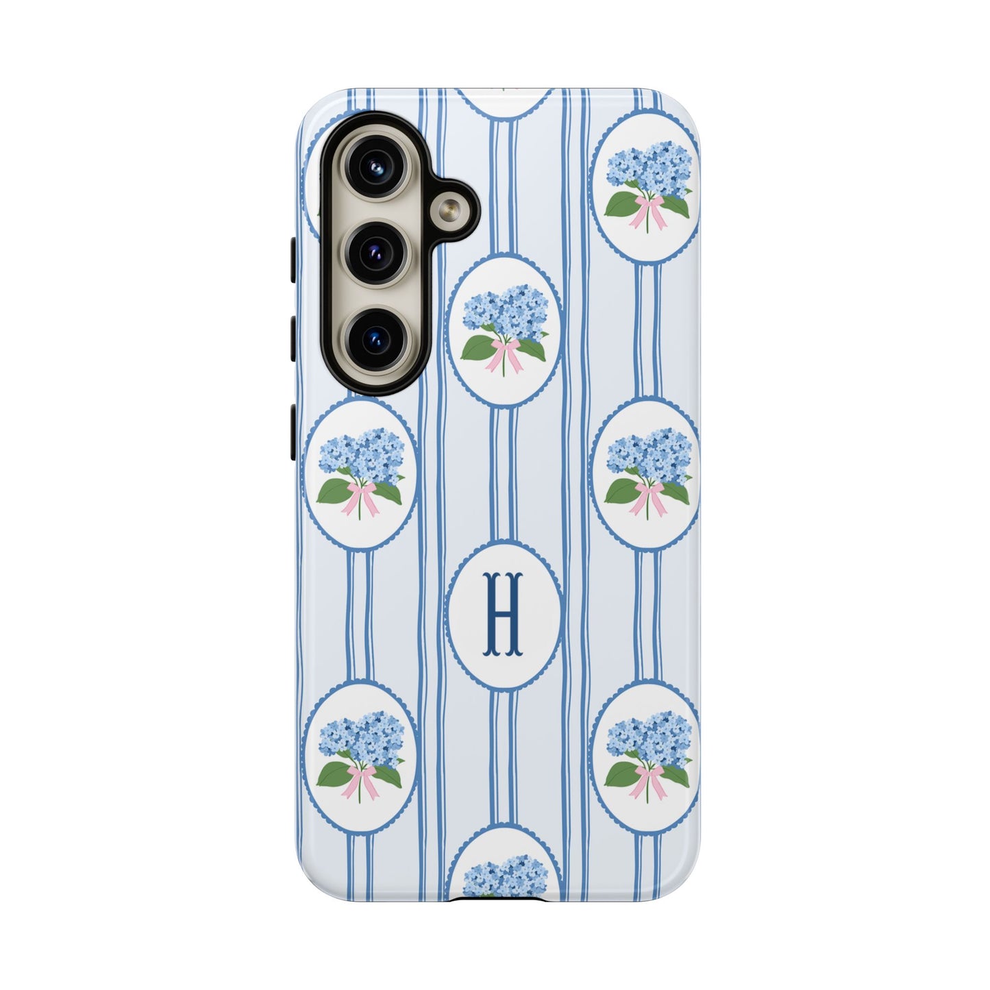 Blue Hydrangea Personalized Preppy Phone Case
