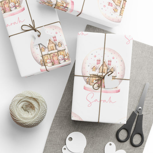 Personalized Snow Globe Christmas Wrapping Paper
