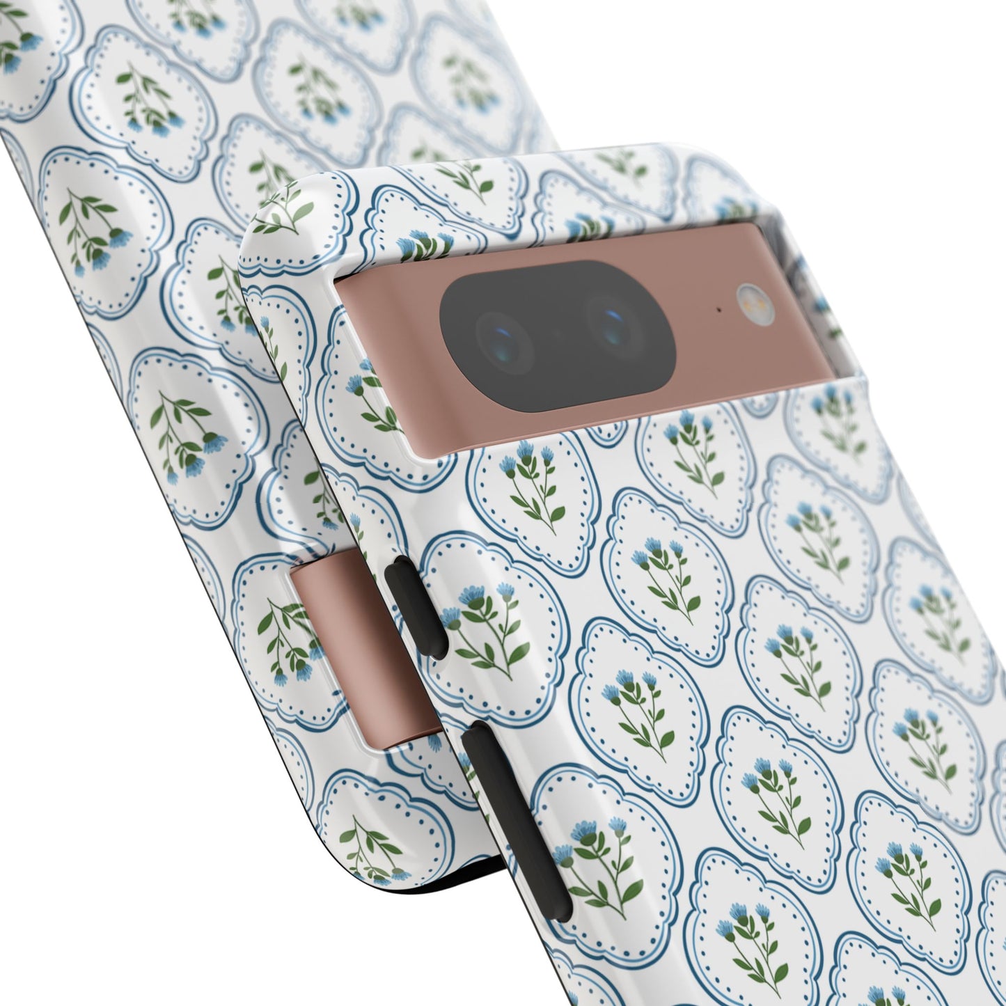 Blue Cottage Floral Monogram phone case