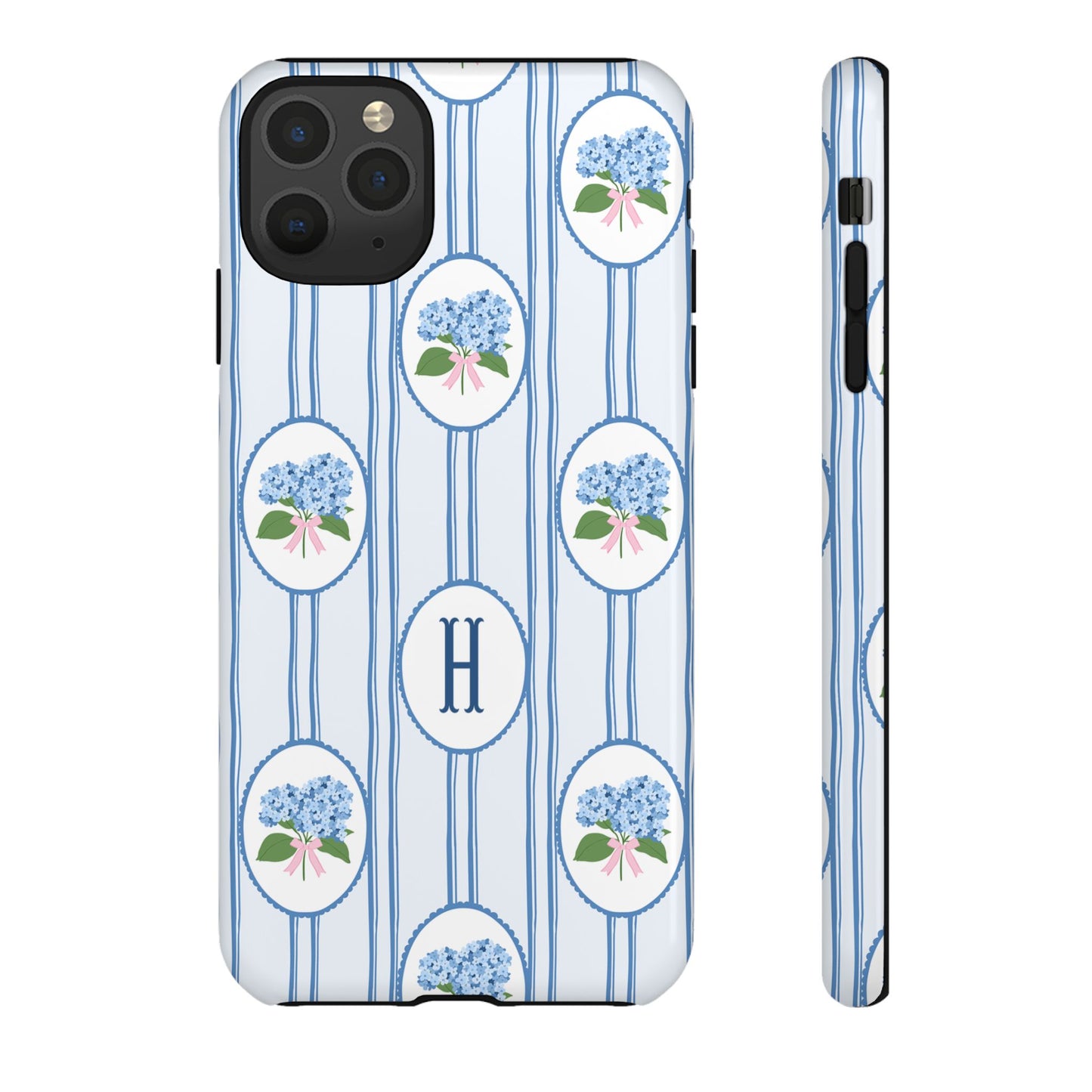 Blue Hydrangea Personalized Preppy Phone Case