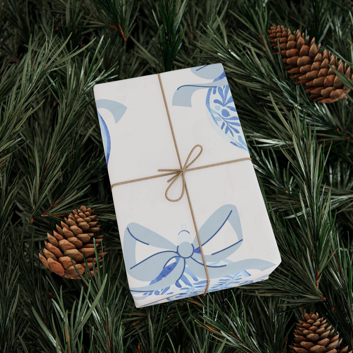 Blue Chinoiserie Ornament Wrapping Paper