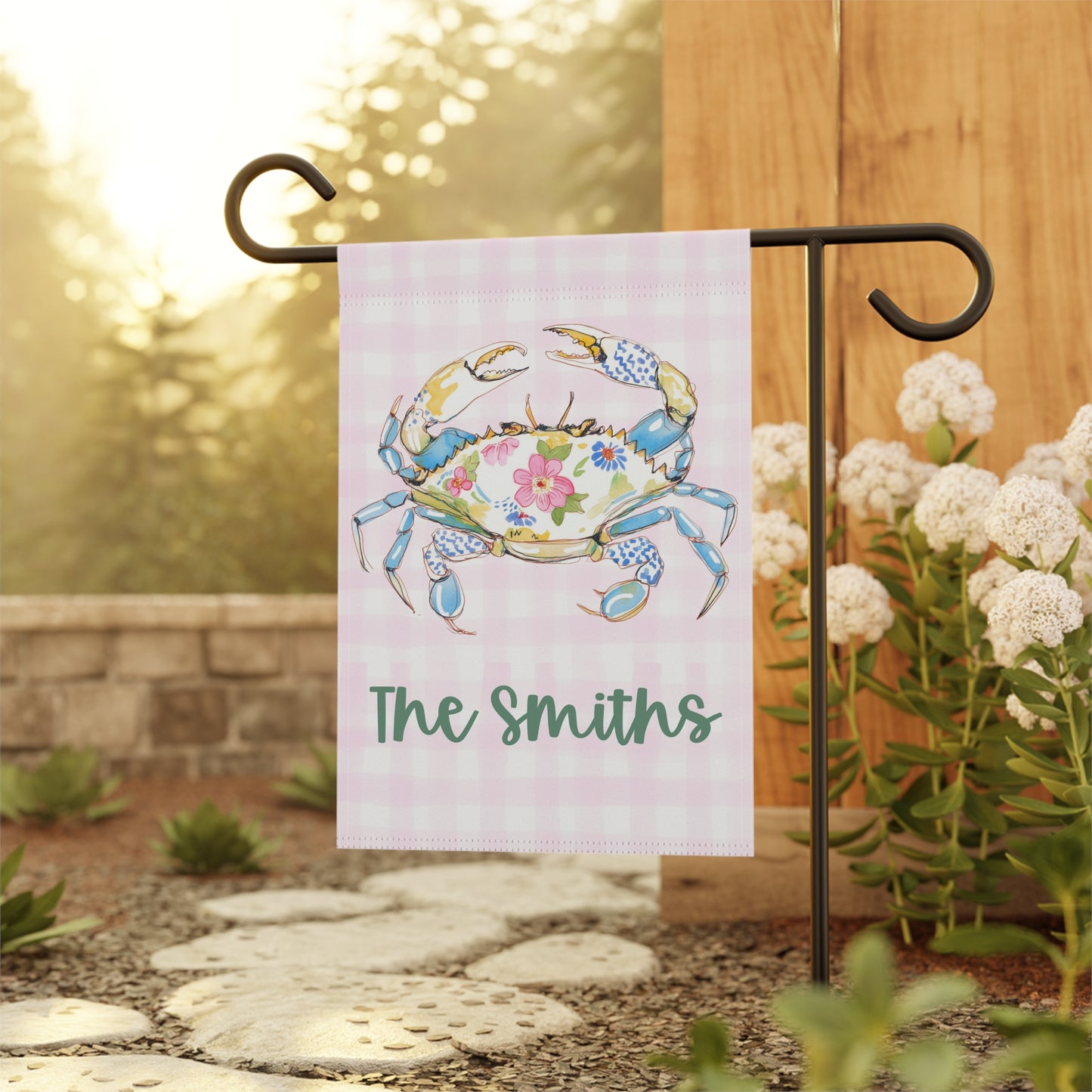 Personalized Preppy Crab Garden Flag