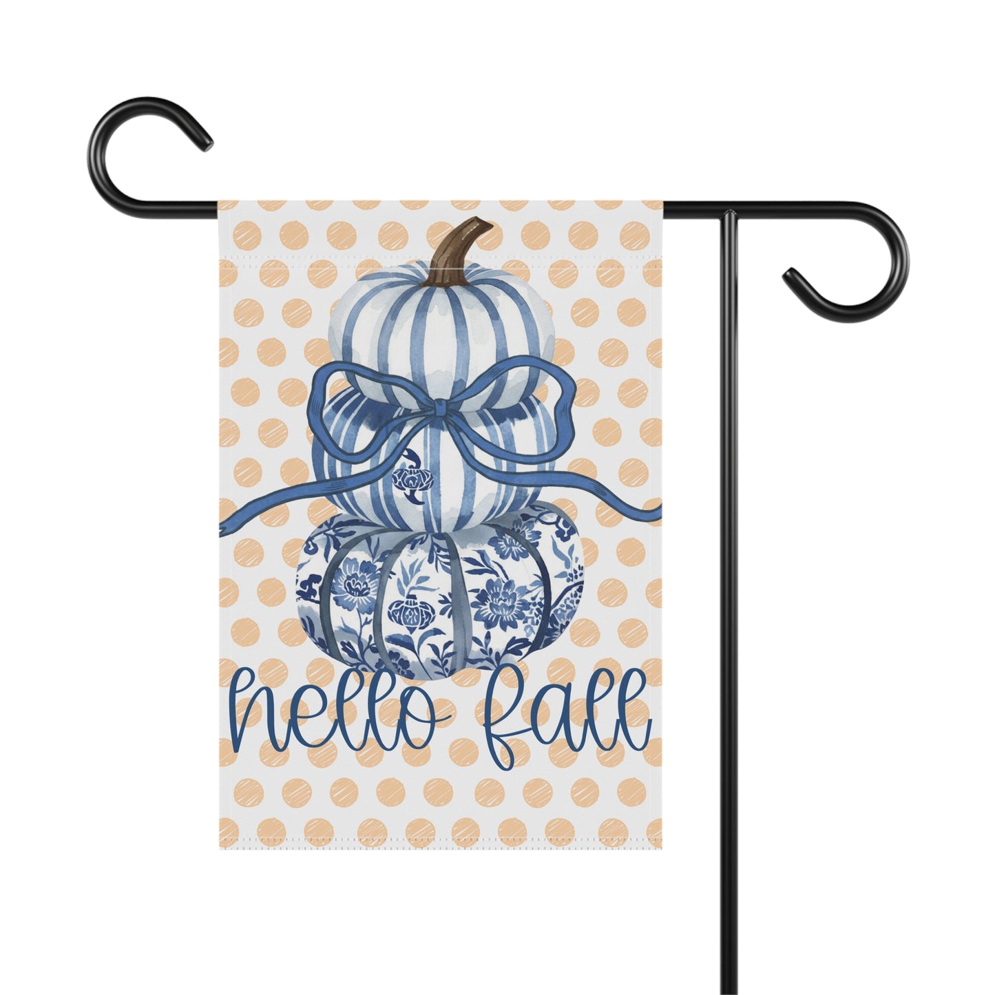 Blue Floral Pumpkins Hello Fall Garden Flag | House Banner